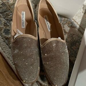 Chelsea & Violet Women's Rhinestone Loafers -